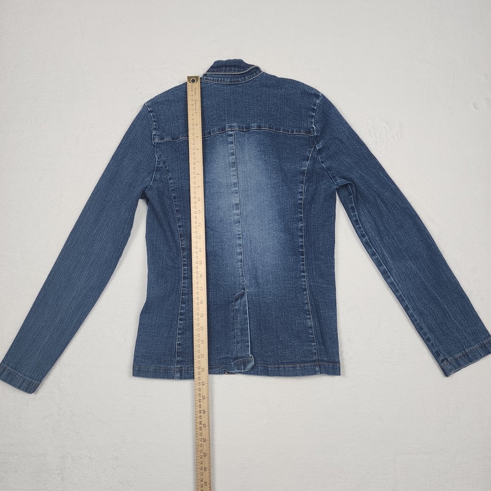 Monteau Denim Jacket Womens Large Blue Stretch Jean Button Front Made USA - Picture 6 of 10